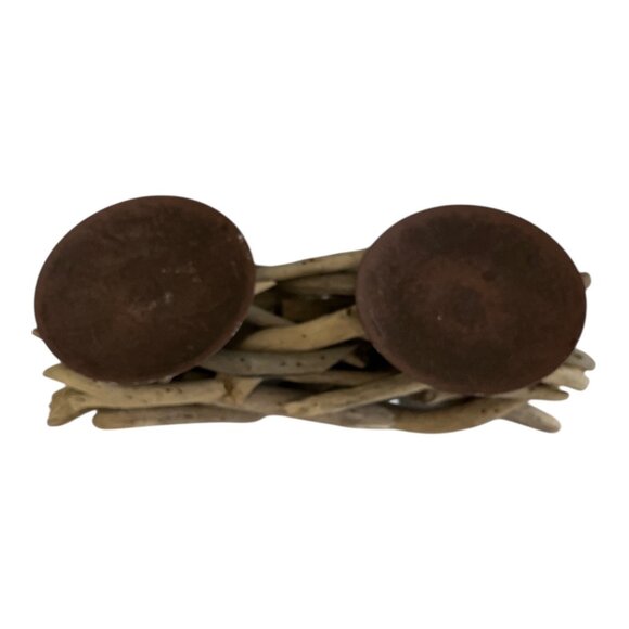 Rustic Driftwood and Metal Double Candle Holder – Coastal Beach House Centerpiec - Picture 2 of 5